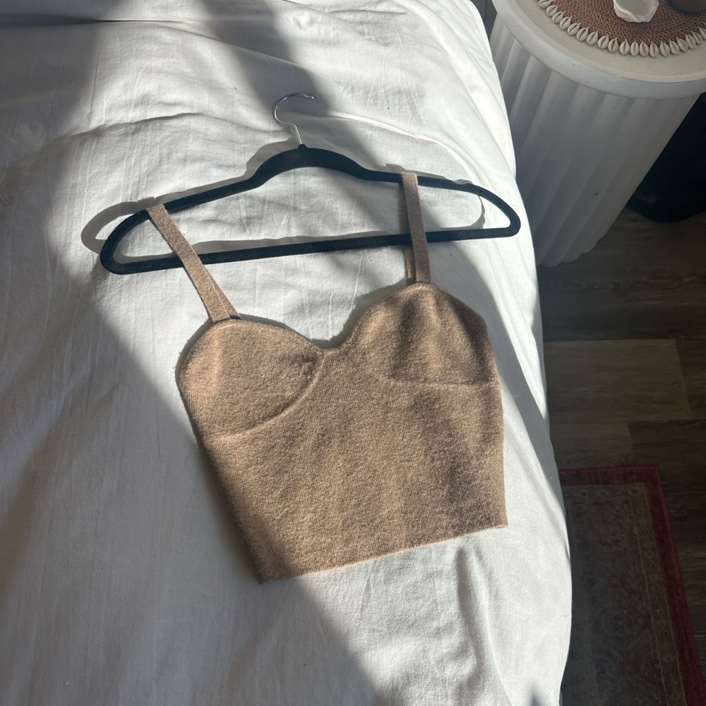 Aritizia Wilfred Sicily Sweater Tank Top in Light Brown